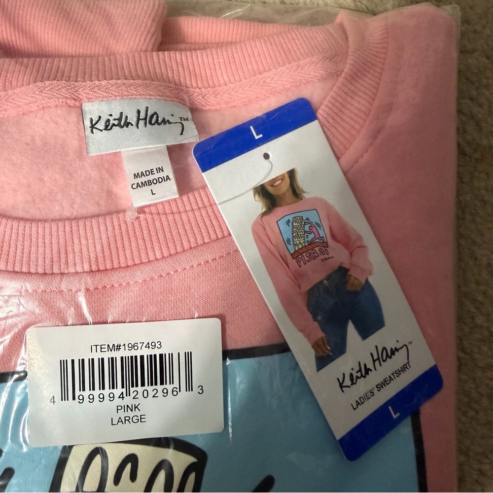 NWT/Keith Haring/PISA 89/ Women's Crewneck Sweatshirt/Pink/Size: L - Picture 6 of 6
